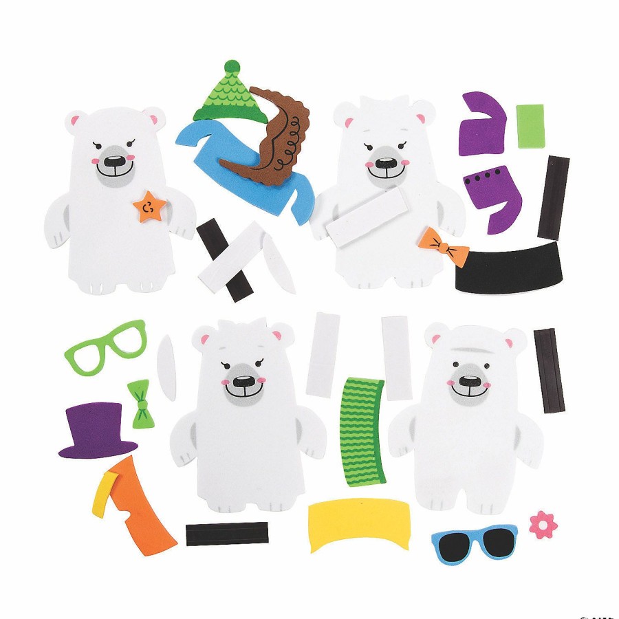 Crafts For Kids * | Cheapest Silly Polar Bear Magnet Craft Kit Makes 12