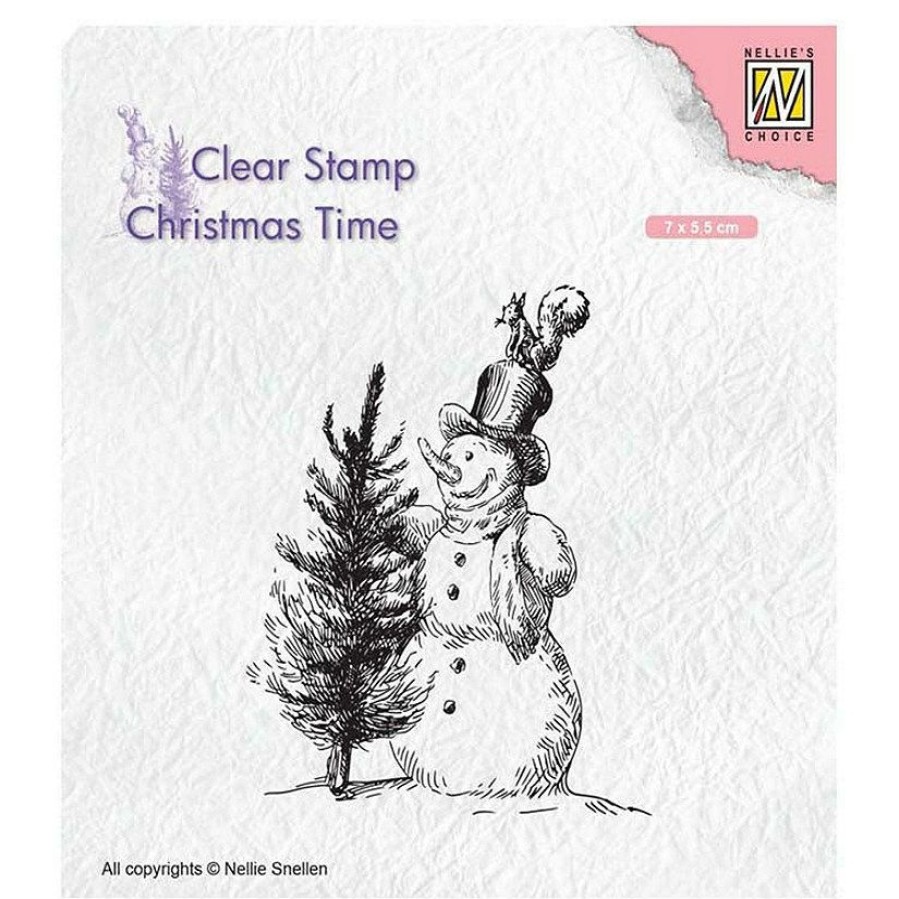 Craft Supplies * | Hot Sale Nellie'S Choice Clear Stamp Snowman With Tree