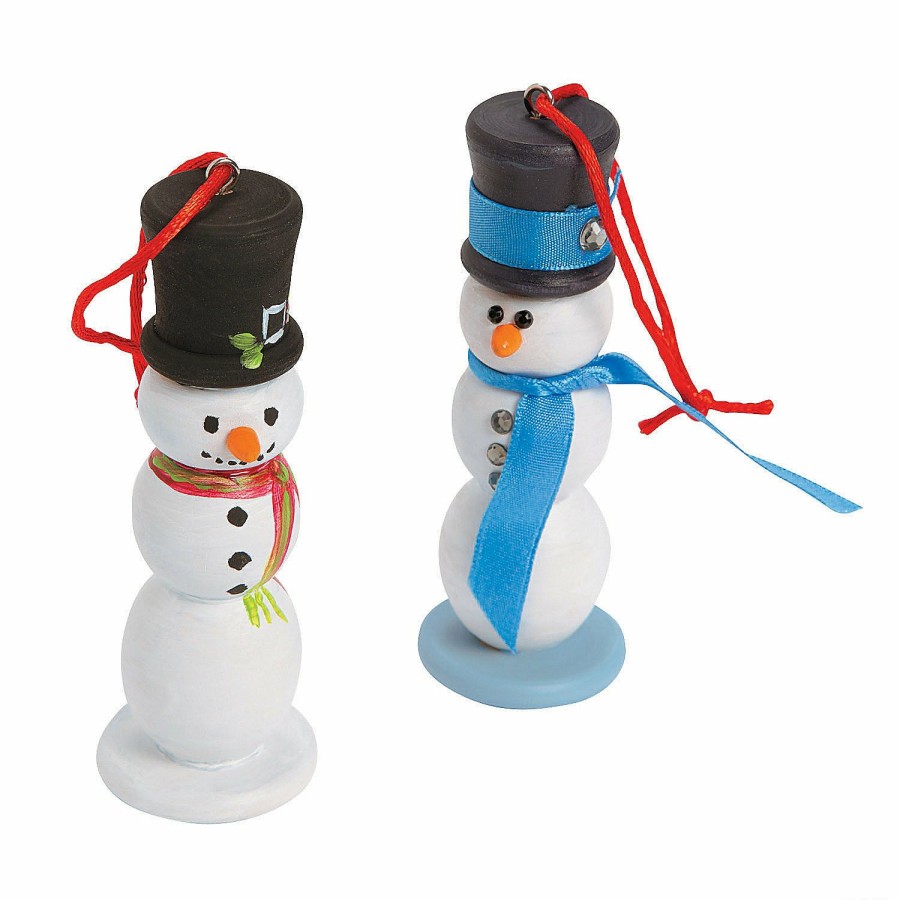 Crafts For Kids * | Budget Diy 3D Unfinished Wood Snowman Ornaments Makes 12