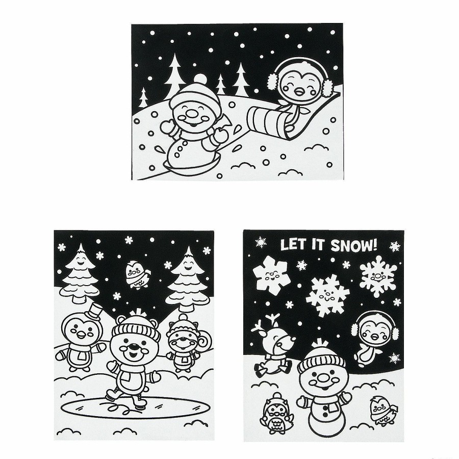 Crafts For Kids * | Outlet Color Your Own Fuzzy Winter Posters 24 Pc.