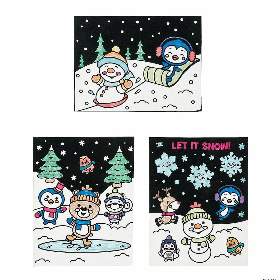 Crafts For Kids * | Outlet Color Your Own Fuzzy Winter Posters 24 Pc.