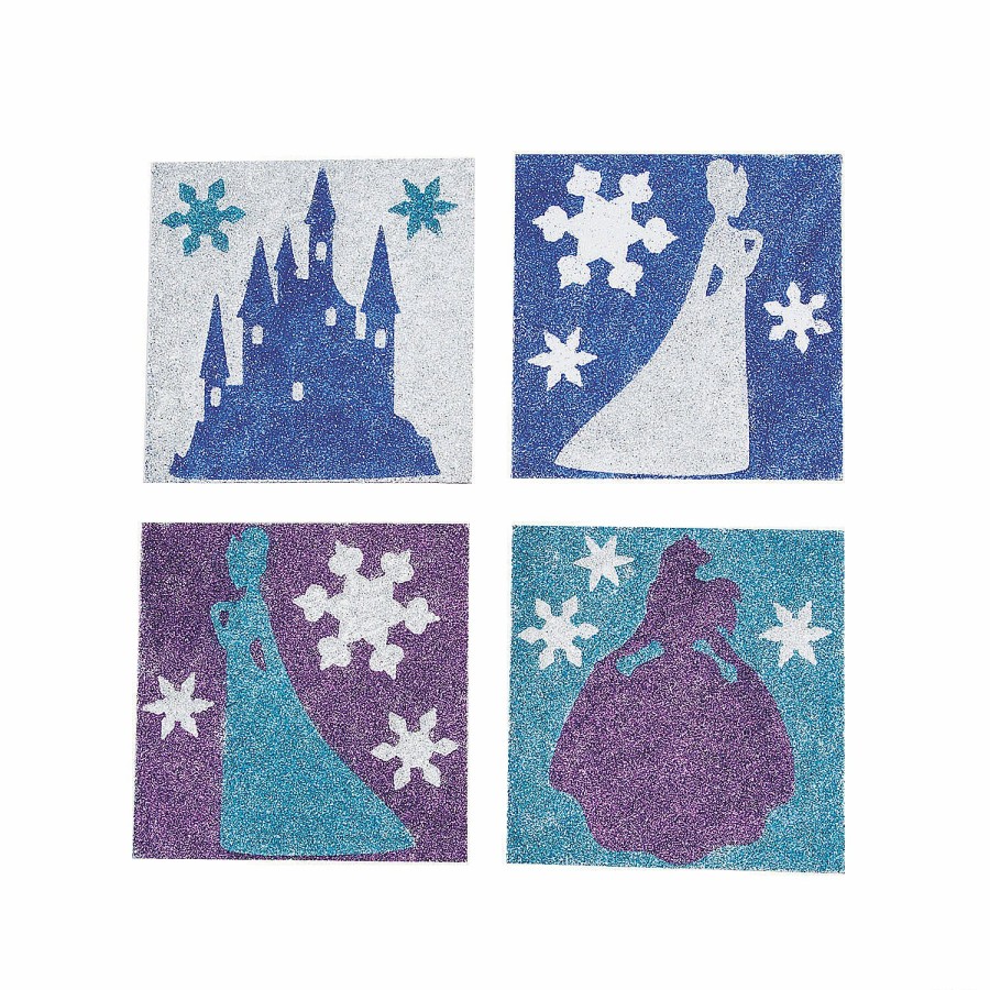 Crafts For Kids * | Brand New Winter Princess Glitter Art Pictures 12 Pc.