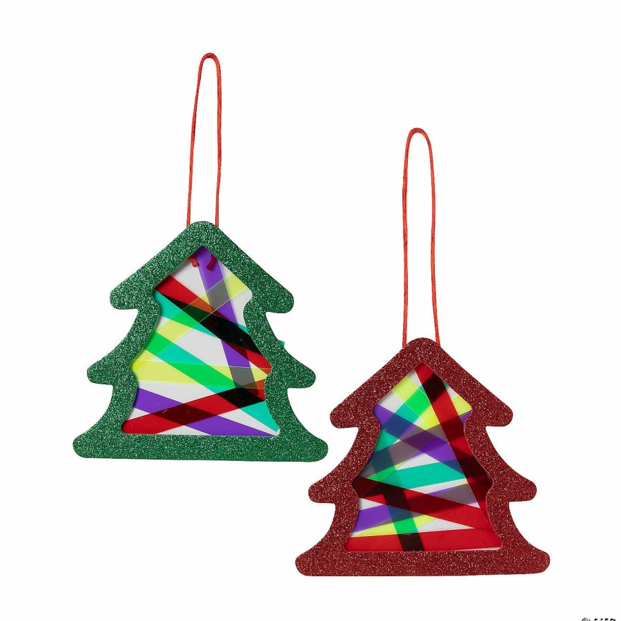 Crafts For Kids * | Brand New Christmas Tree Suncatcher Craft Kit Makes 12