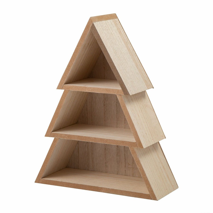 Craft Kits * | Budget Diy Unfinished Wood Christmas Tree Shelf