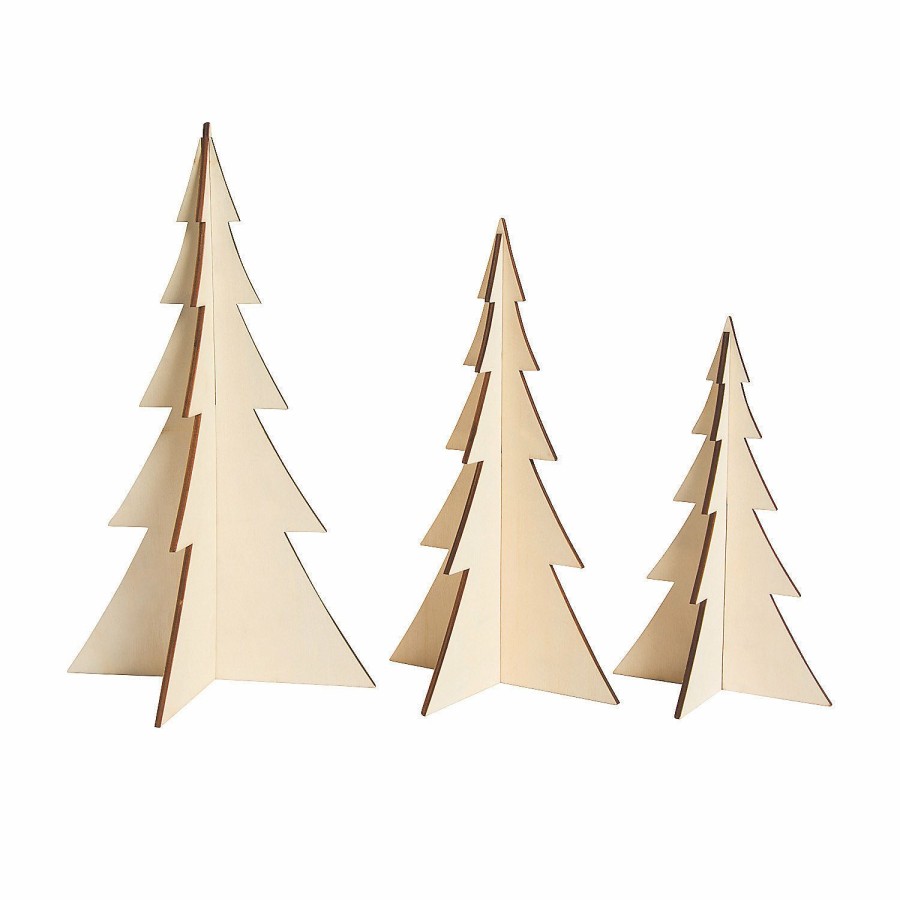 Crafts For Kids * | Discount Diy Unfinished Wood 3D Stand-Up Trees 3 Pc.