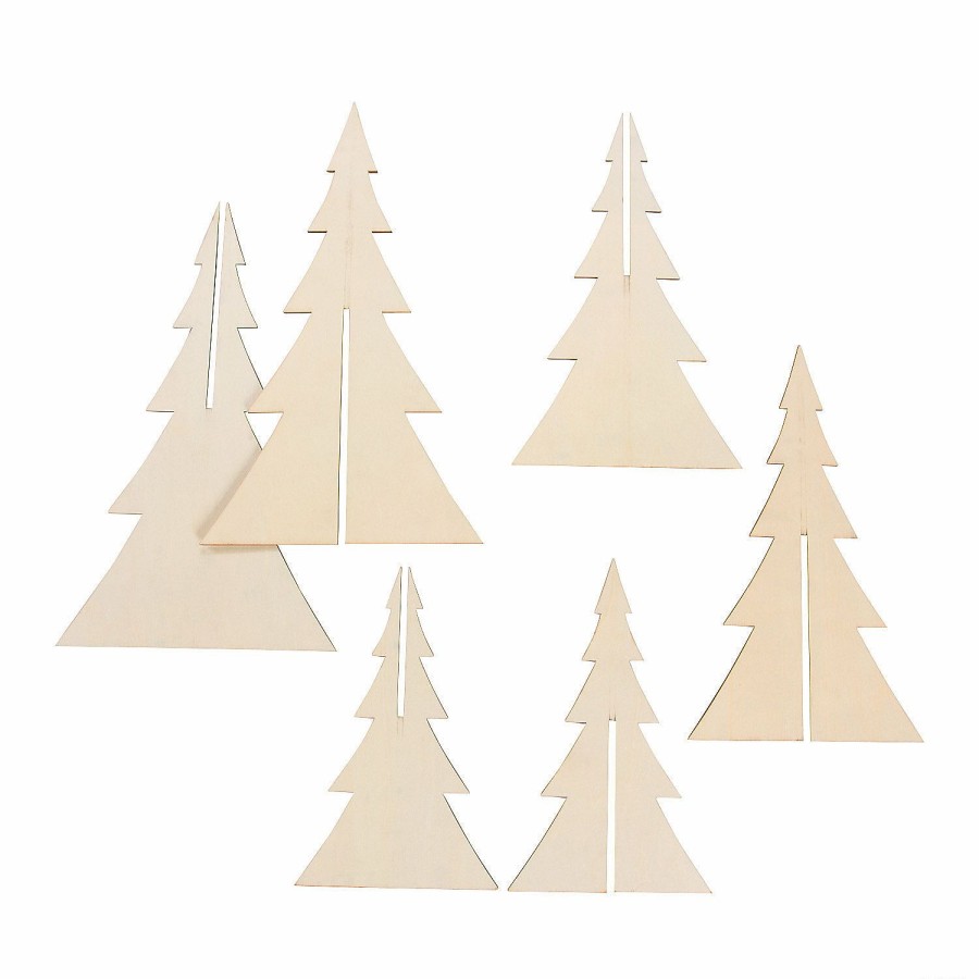 Crafts For Kids * | Discount Diy Unfinished Wood 3D Stand-Up Trees 3 Pc.