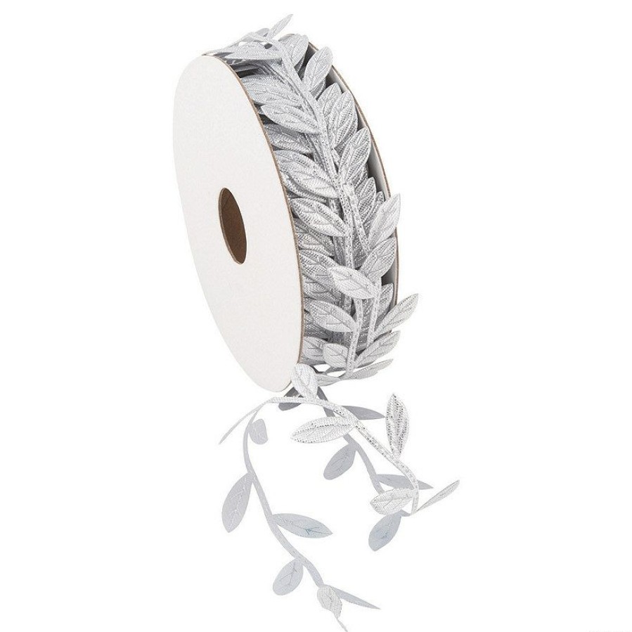 Craft Supplies * | Promo 1 Silver Leaf-Shaped Ribbon 10 Yds.