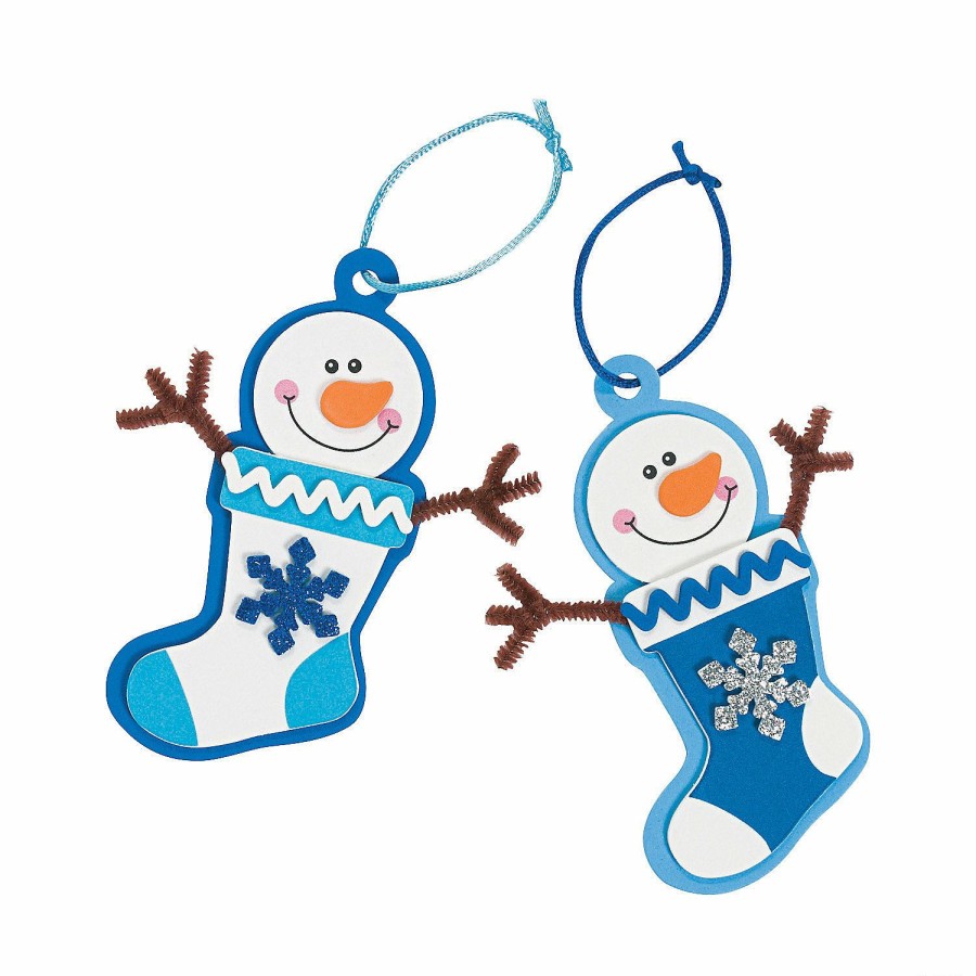 Crafts For Kids * | Cheapest Winter Snowman Stocking Christmas Ornament Craft Kit Makes 12