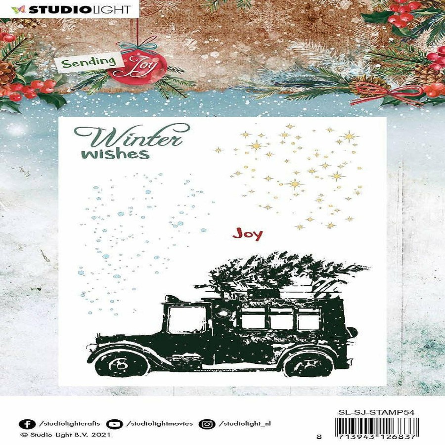 Craft Supplies * | Flash Sale Studio Light Sl Clear Stamp Carsnow Sending Joy 105X148Mm Nr57