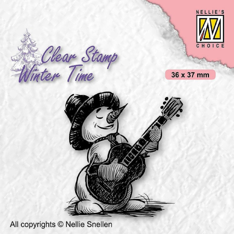 Craft Supplies * | Best Deal Nellie'S Choice Clear Stamp Winter Time Snowman With Guitar