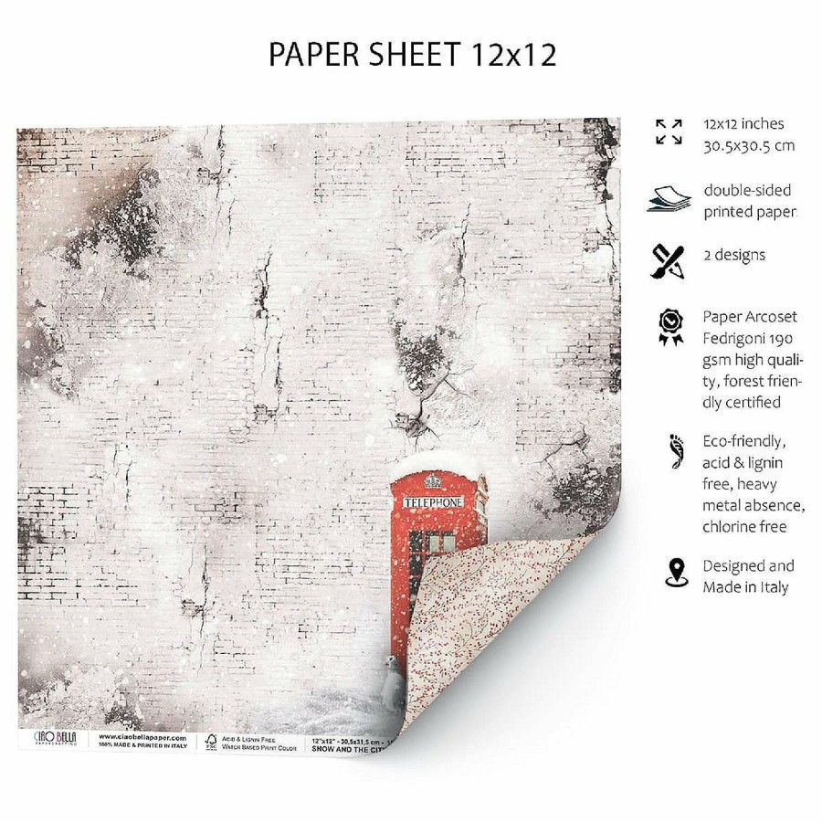 Craft Supplies * | Best Deal Ciao Bella Snow Falls Soundlessly Paper Sheet 12 12