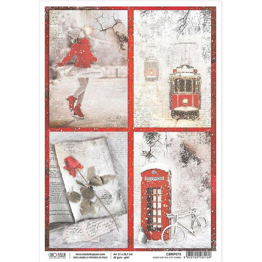 Craft Supplies * | Hot Sale Ciao Bella Rice Paper A4 Snow And The City Cards