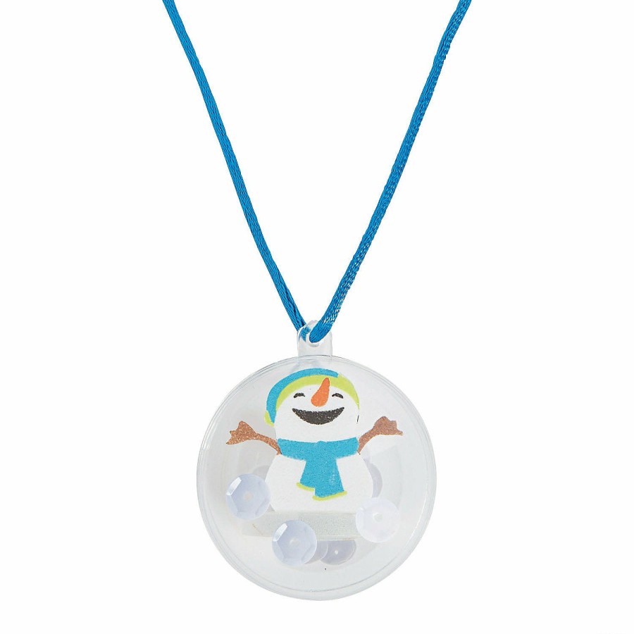 Crafts For Kids * | Brand New Winter Snow Globe Necklace Craft Kit Makes 12