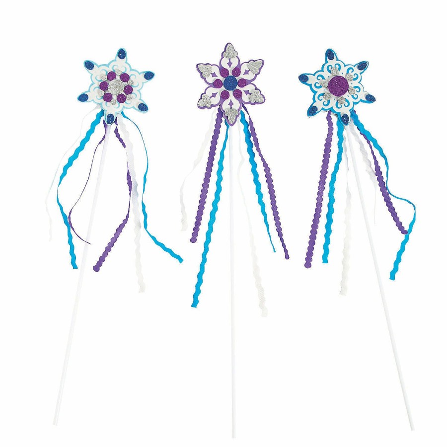 Crafts For Kids * | Buy Snowflake Wand Craft Kit Makes 12