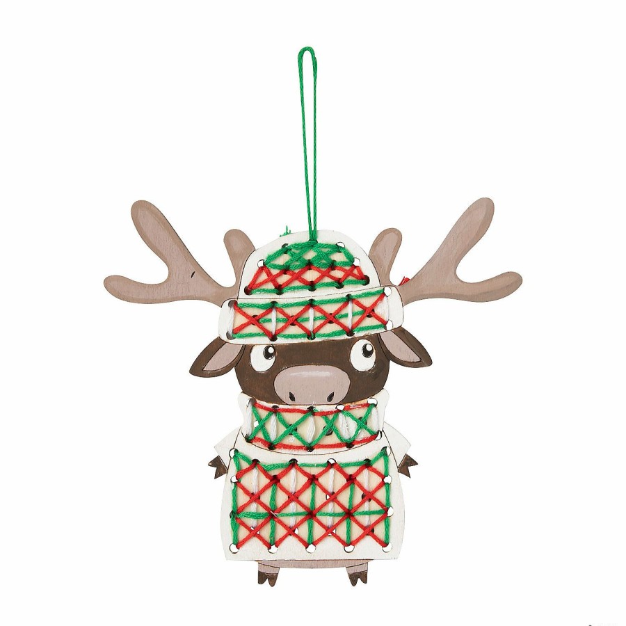 Craft Kits * | Best Deal Knit A Moose A Sweater Ornament Craft Kit Makes 12