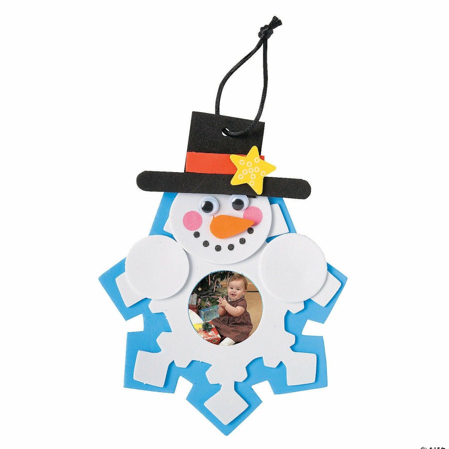 Crafts For Kids * | Promo Snowman & Snowflake Picture Frame Christmas Ornament Craft Kit Makes 12