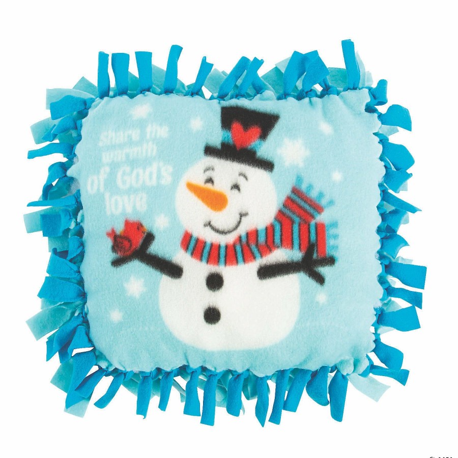 Crafts For Kids * | Deals Religious Snowman Fleece Tied Pillow Craft Kit Makes 6