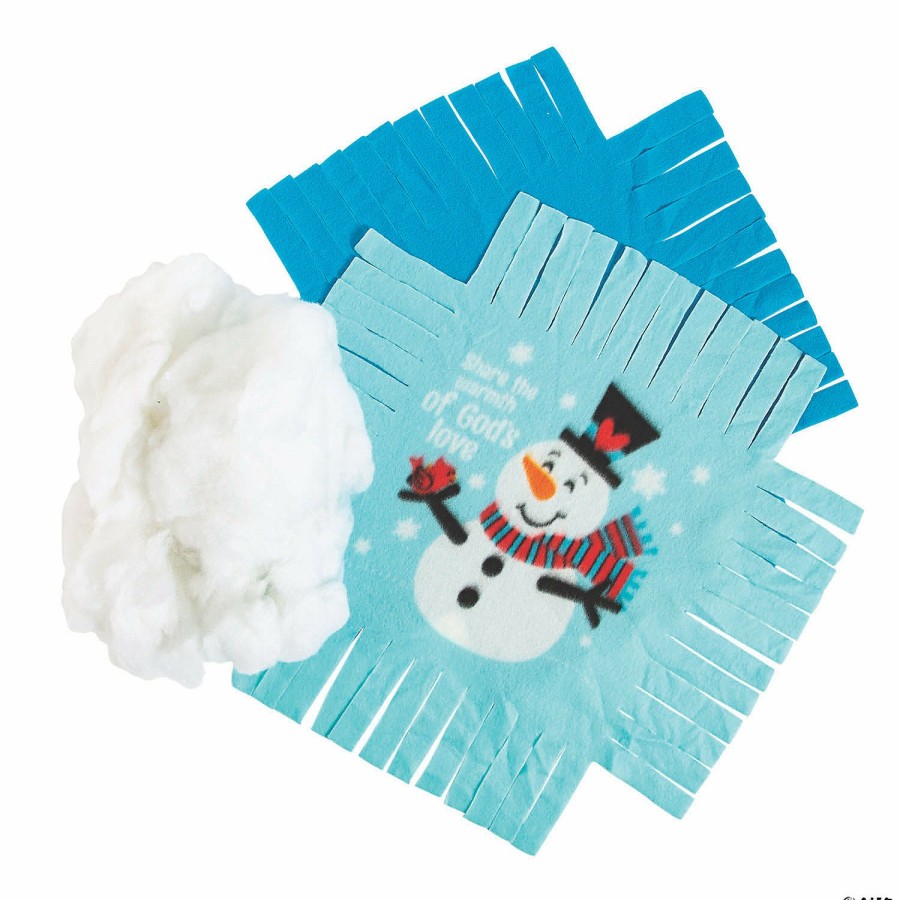 Crafts For Kids * | Deals Religious Snowman Fleece Tied Pillow Craft Kit Makes 6