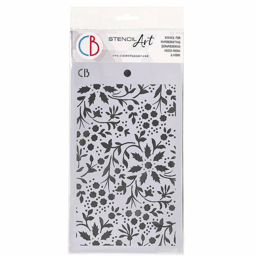 Craft Supplies * | Best Reviews Of Ciao Bella Texture Stencil 5 8 Winter Flowers