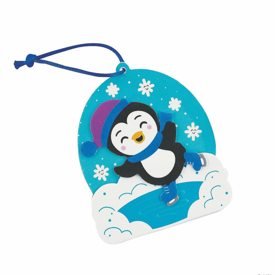 Crafts For Kids * | Wholesale Ice Skating Penguin Ornament Craft Kit Makes 12