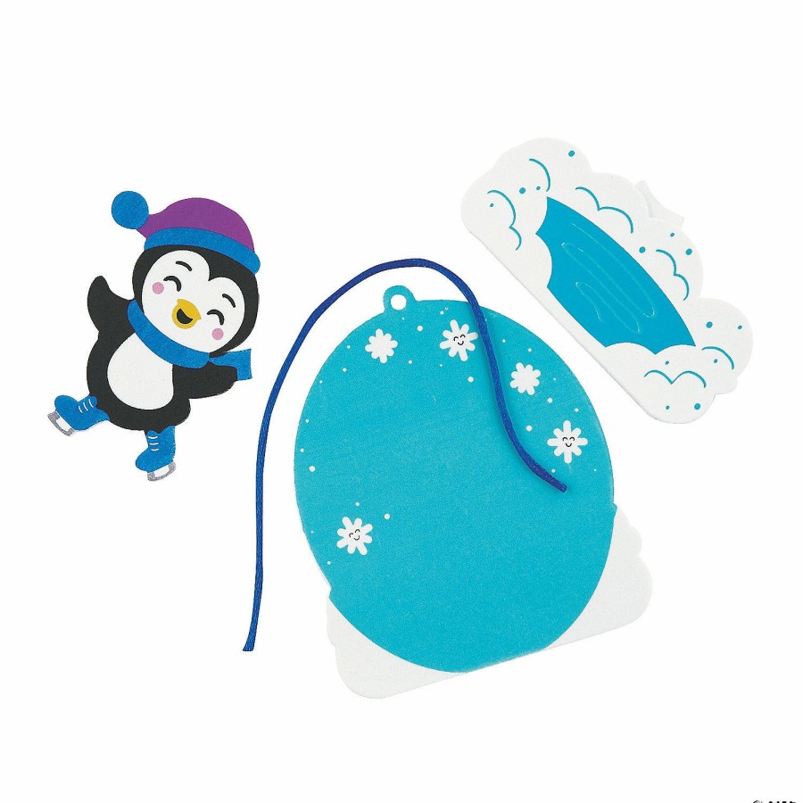 Crafts For Kids * | Wholesale Ice Skating Penguin Ornament Craft Kit Makes 12