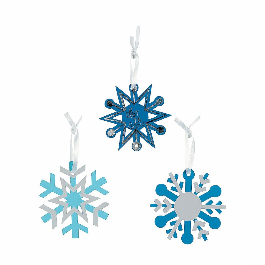 Crafts For Kids * | Best Deal Blue Magic Color Scratch Snowflake Christmas Ornaments 24 Pc.