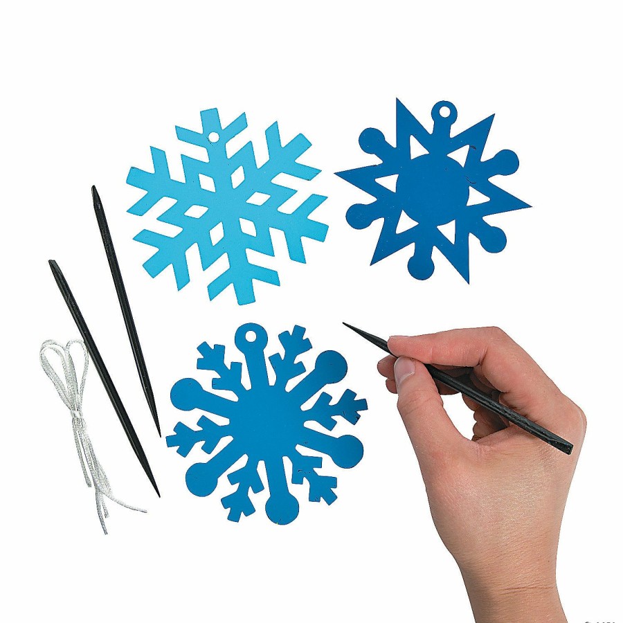 Crafts For Kids * | Best Deal Blue Magic Color Scratch Snowflake Christmas Ornaments 24 Pc.