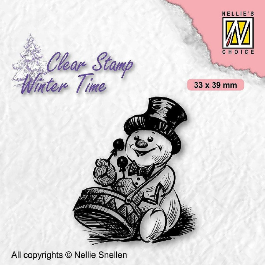 Craft Supplies * | Best Sale Nellie'S Choice Clear Stamp Winter Time Snowman With Drum