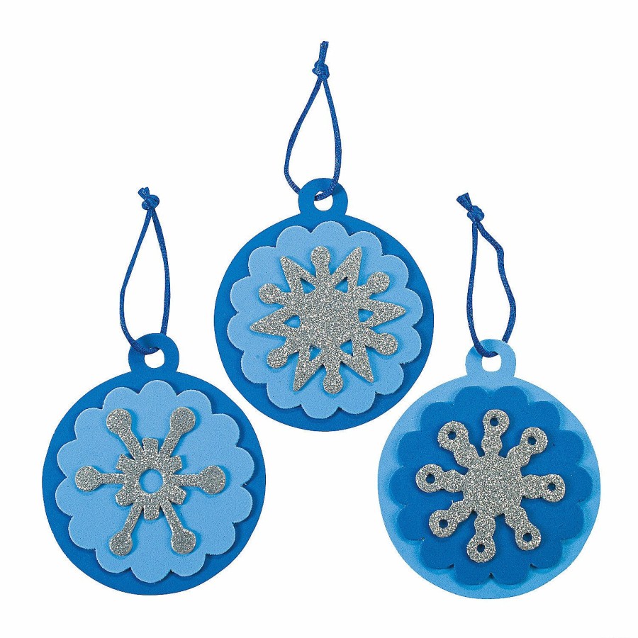 Crafts For Kids * | Buy Round Snowflake Christmas Ornament Craft Kit Makes 12