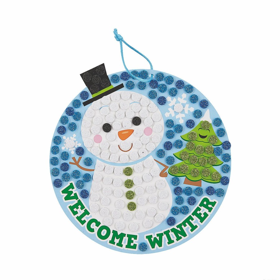 Crafts For Kids * | Wholesale Snowman Glitter Mosaic Sign Craft Kit- Makes 12