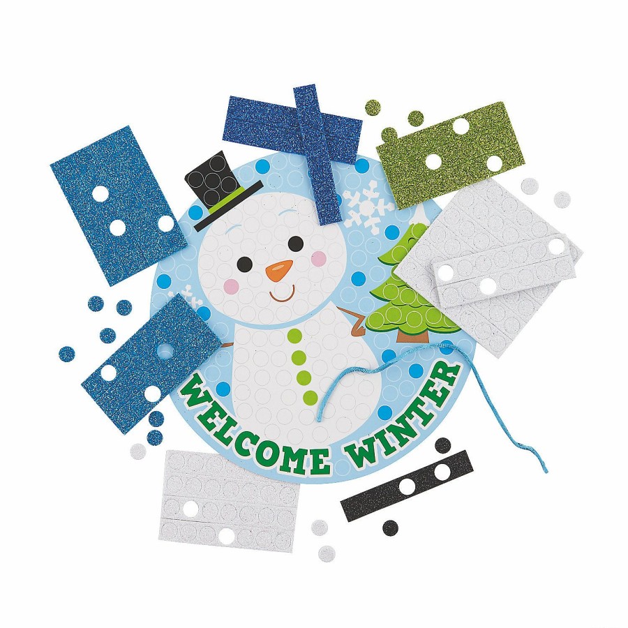 Crafts For Kids * | Wholesale Snowman Glitter Mosaic Sign Craft Kit- Makes 12