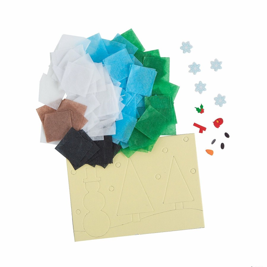 Crafts For Kids * | Outlet Winter Scene Tissue Paper Craft Kit Makes 12