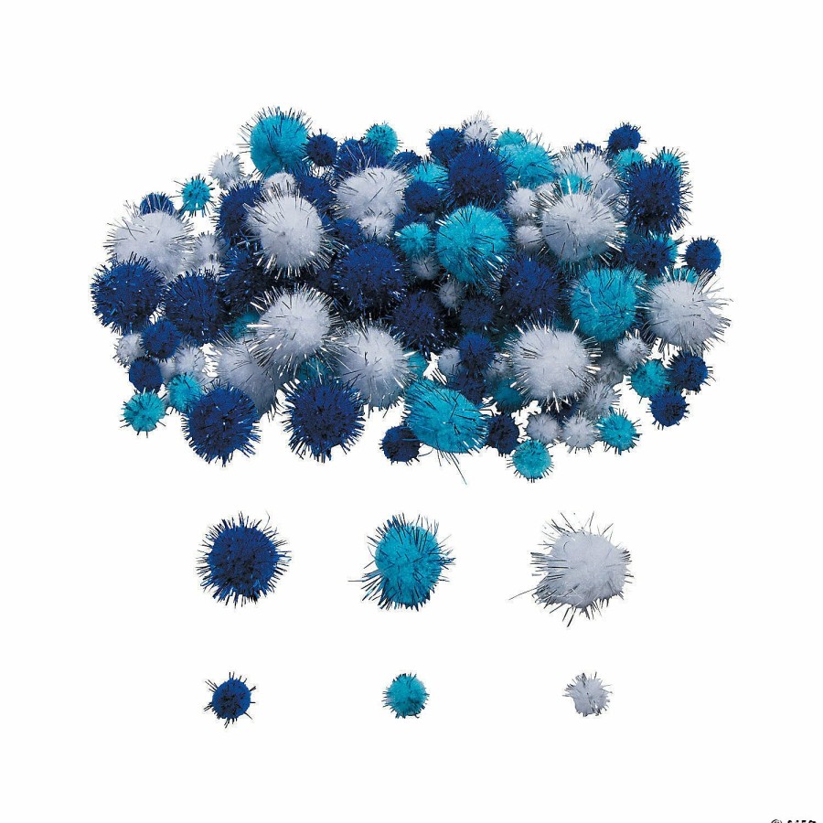 Craft Supplies * | Brand New Glitter Winter Pom-Poms 150 Pc.