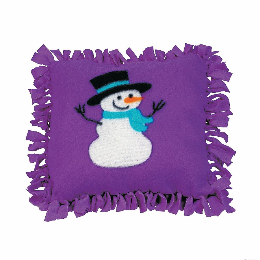 Crafts For Kids * | Top 10 Fleece Snowman Tied Pillow Craft Kit Makes 6