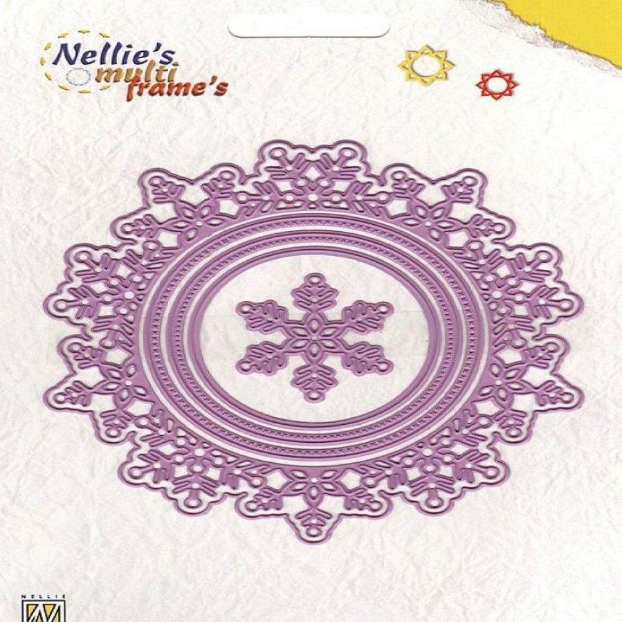 Craft Supplies * | Best Pirce Nellie'S Choice Multi Frame Die Set Snowflake Circle Edge