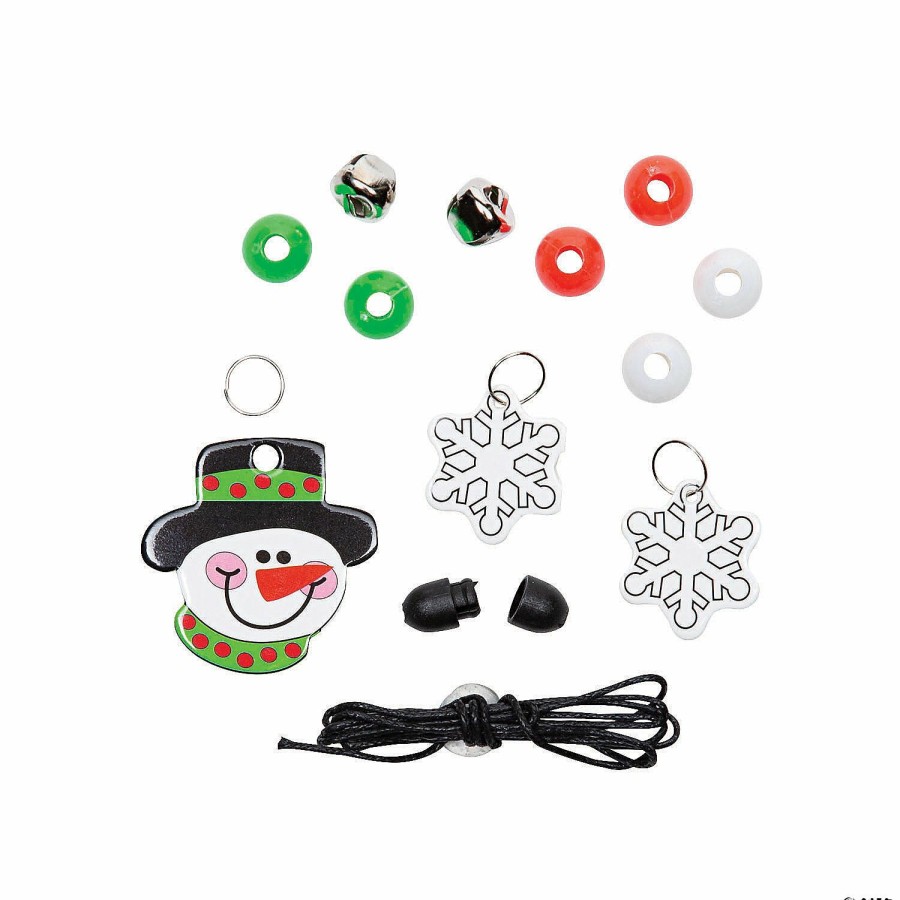 Crafts For Kids * | Hot Sale Beaded Snowman Necklace Craft Kit Makes 12