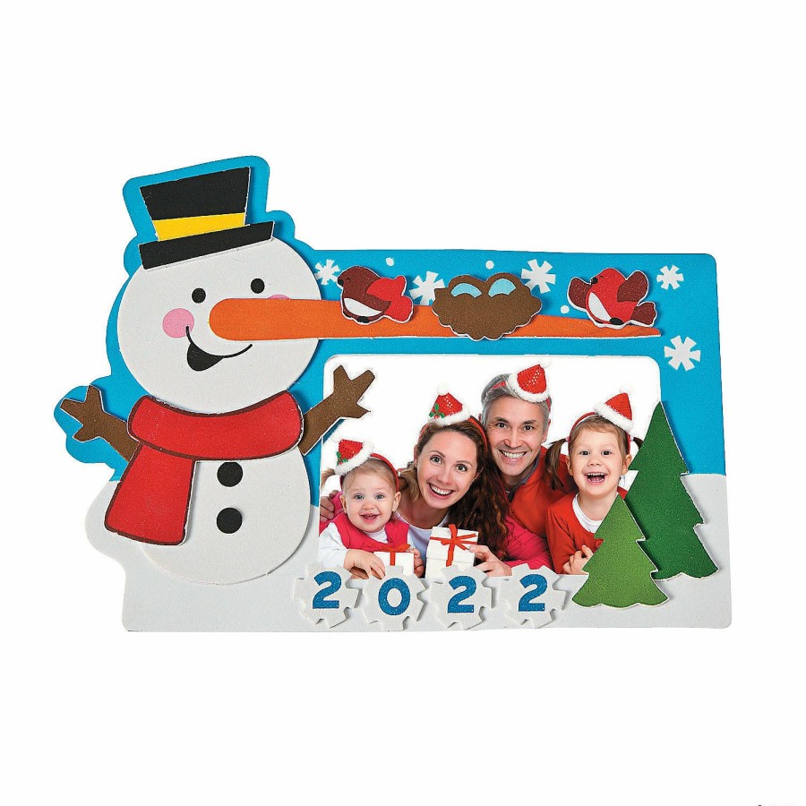 Crafts For Kids * | Cheapest Dated Snowman Picture Frame Magnet Craft Kit Makes 12