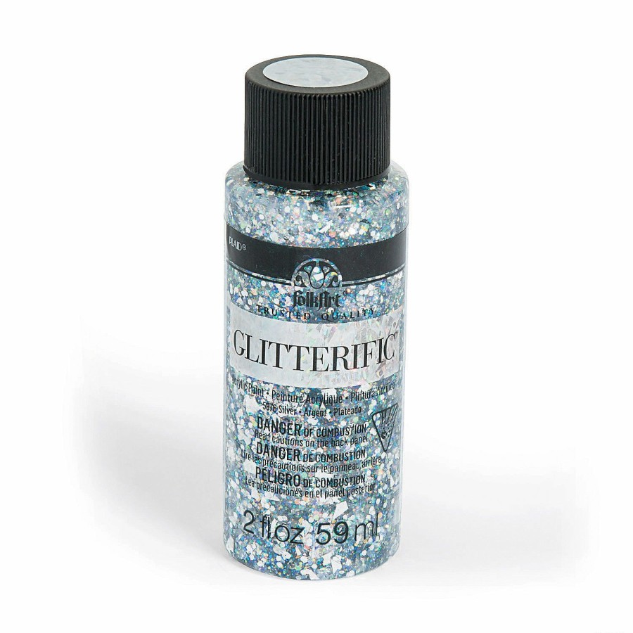 Craft Supplies * | Discount 2-Oz. Folkart Glitterific Silver Acrylic Paint