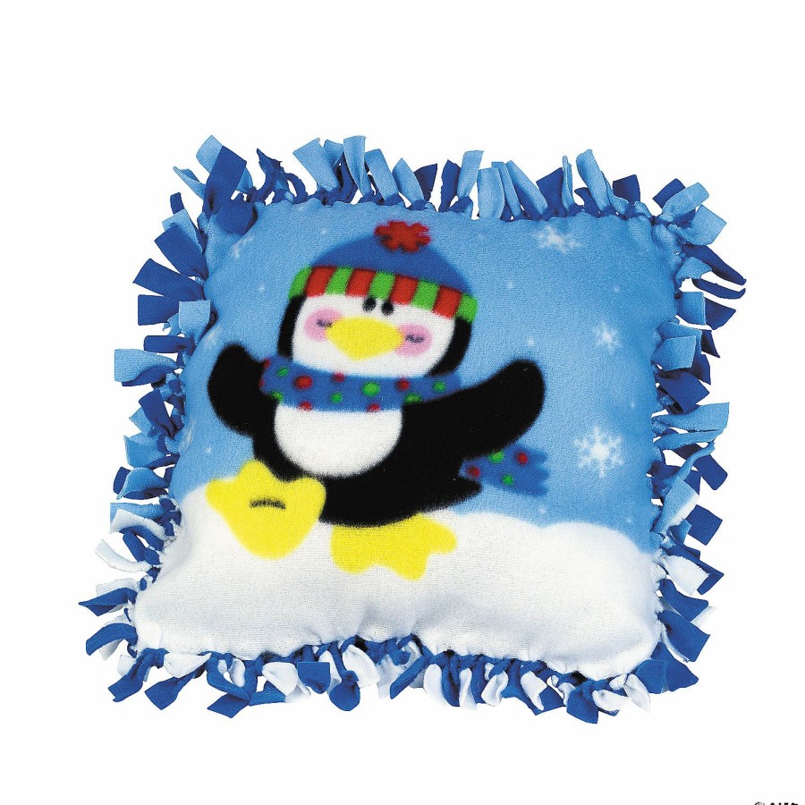 Crafts For Kids * | Brand New Fleece Penguin Tied Pillow Craft Kit Makes 6