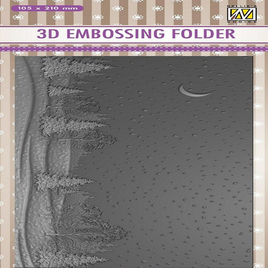 Scrapbooking & Paper Crafts * | Budget Nellie'S Choice 3D Embossing Folder Slimline Size Snowy Landscape